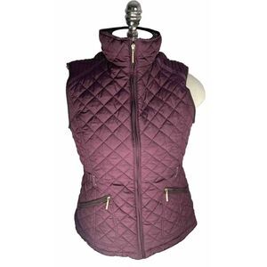 Weatherproof Quilted Vest Faux Fur Lining Zipper‎ Purple Maroon Womens Size L